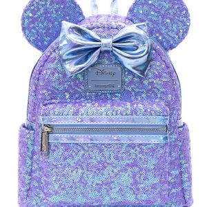 Loungefly - Disney Minnie Mouse Purple Sequin Celebration Mini Backpack